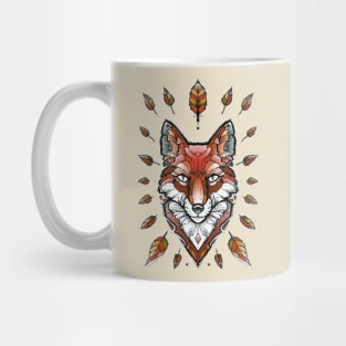 geometric fox and fall leaves Mug